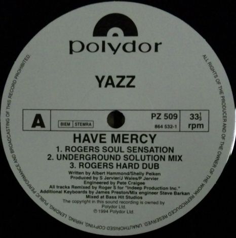 Yazz ‎/ Have Mercy 再発 残少 D3841 - Nagoya Mega-Mix Records 追加在庫(4)-B 基本的に