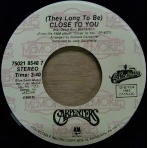 画像: Carpenters / (They Long To Be) CLOSE TO YOU (7inch)