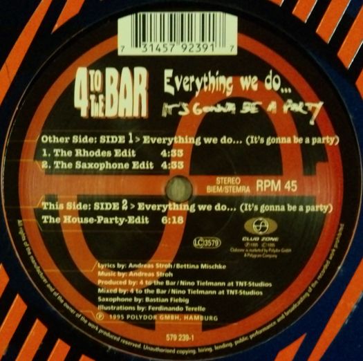 画像1: 4 To The Bar ‎/ Everything We Do (It's Gonna Be A Party) 残少 未 D3746