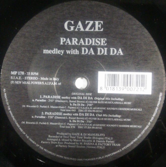 画像1: $$ Gaze / Paradise Medley With Da Di Da (MP 178) YYY207-3075-2-2