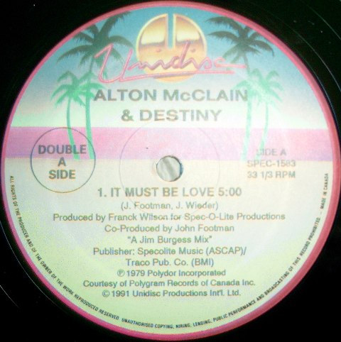 画像1: $ Alton McClain & Destiny / Peaches & Herb - It Must Be Love / Shake Your Groove Thing - I Pledge My Love (SPEC-1583) Y3